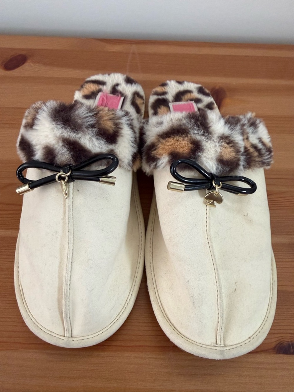 Kate Spade cream and leopard print mule slippers size 7